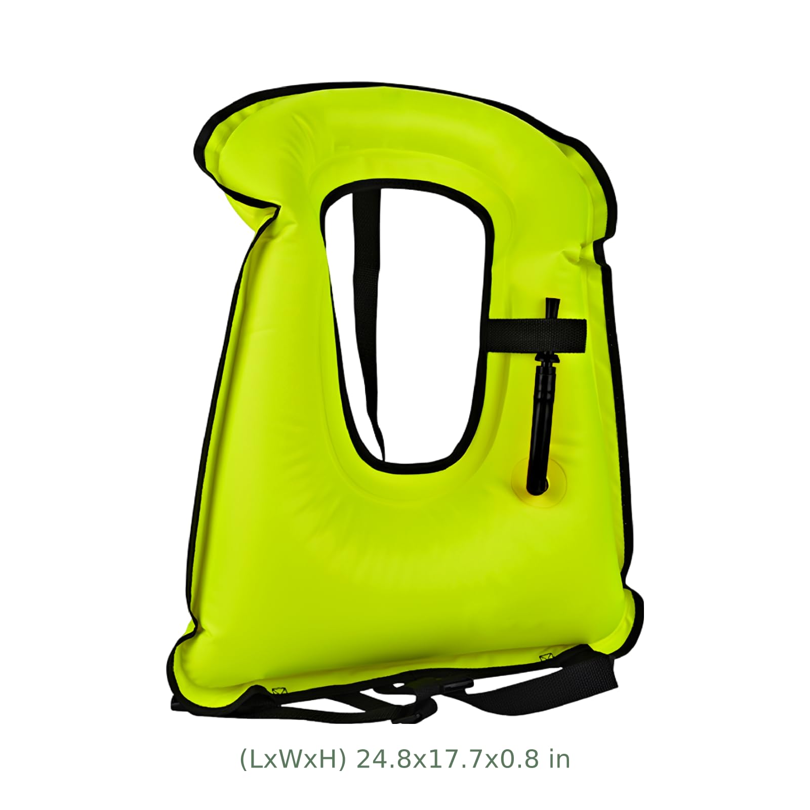 Gilet da snorkeling per adulti, gonfiabile, giacca da nuoto per immersioni e snorkeling, galleggiamento fino a 100 kg, cintura in vita regolabile, valvola di gonfiaggio rapido, verde fluorescente