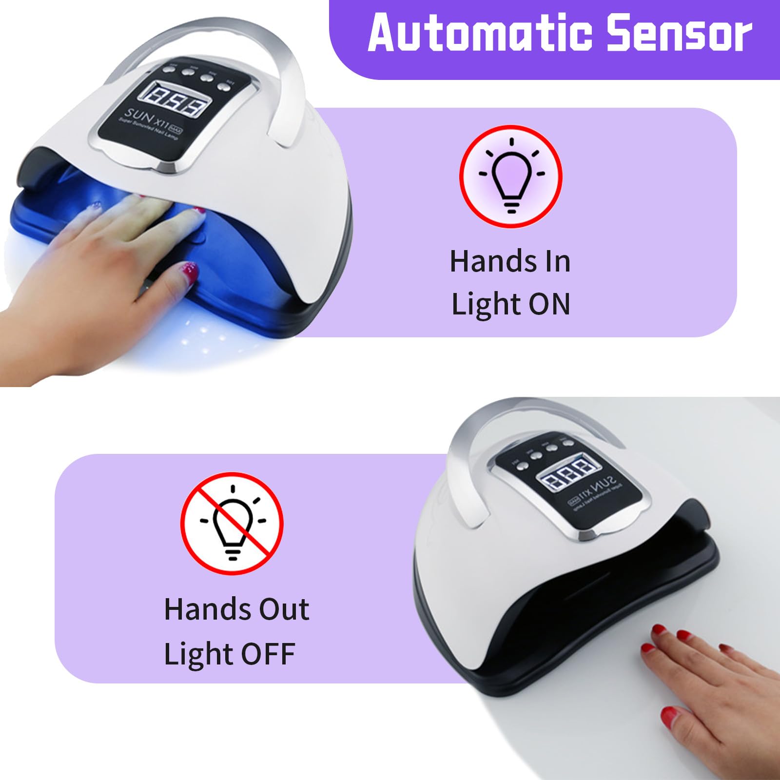 66 LED Lampe Gel, 280W Materiel Onglerie Professionnel, UV Sèche Automatique pour Verni Semi Permanent, Main, Pied, Machine Ongle avec Poignée, 4 Minuterie 10/30/60/99s, LCD Ecran, Capteur Intelligent