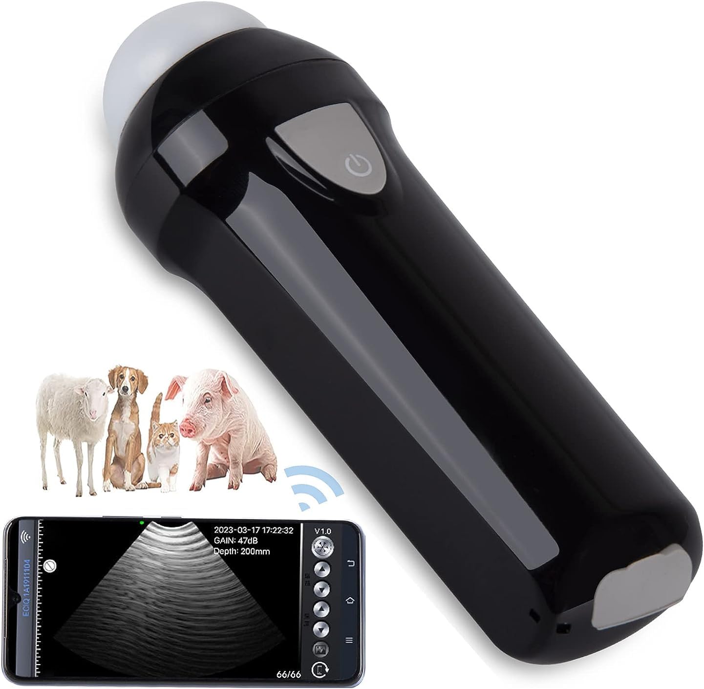 GOYOJO Wireless Veterinary Ultrasound Scanner for Cow, Portable Ultrasound Scanner Veterinary Pregnancy, Android Ultrasound Scanner Machine with 3.5 MHz Convex Probe for Farm Pig Sheep Dog, Cat