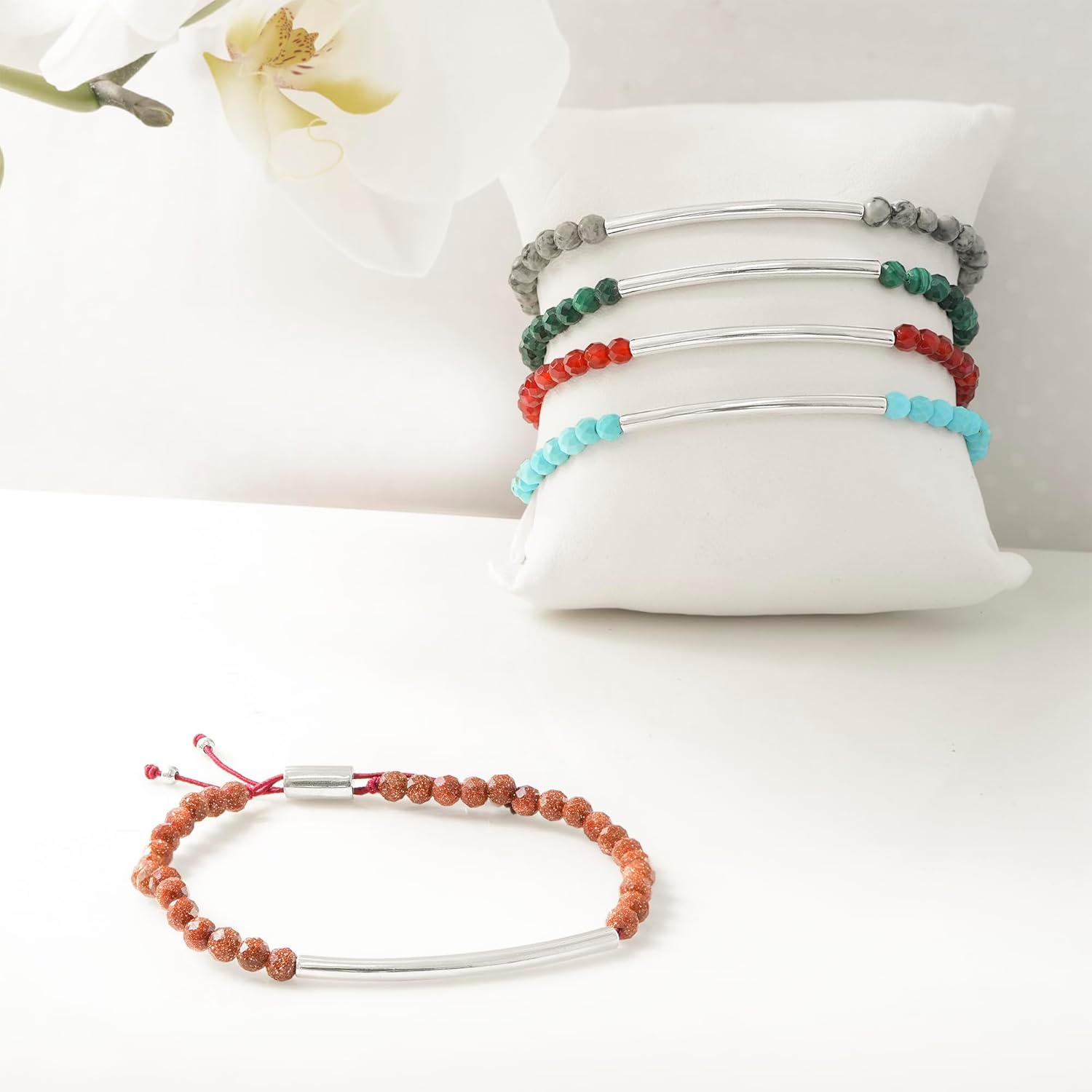 Timeless Love - Adjustable Bead Bolo Bracelet with Sterling Silver