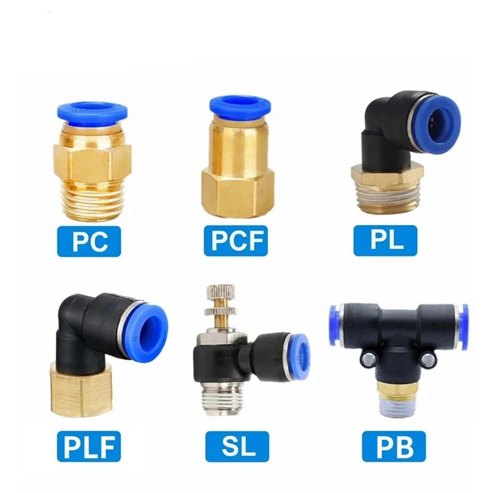 Raccordo pneumatico connettore aria PC/PCF/PL/PB/PLF 4/6/8/10/12 mm filettatura 1/8 1/4 3/8 1/2 raccordi rapidi per tubi flessibili 1 pezzo (OD10mm-1I2, PLF)