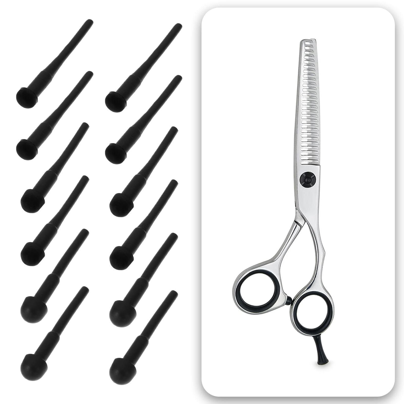 OTOTEC 90Pcs Hair Scissor Rubber Silencer Hair Scissors Barber Shears Stopper Black Muffler Stick, 3 Mixed Sizes (4mm, 3mm, 2mm) - Image 2