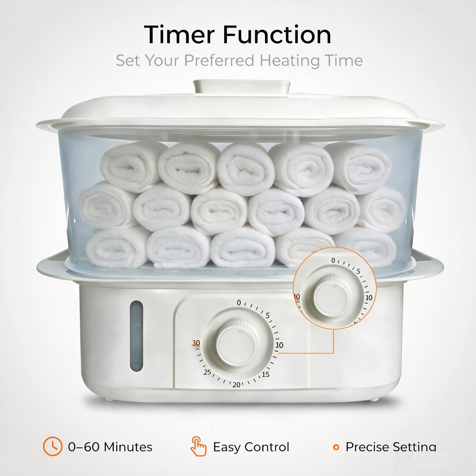Vaporizzatore Per Asciugamani A Riscaldamento Rapido, Funzione Timer | Macchina a vapore per scaldasalviette caldo, monitoraggio del livello dell'acqua per club, parrucchieri e ristoranti(white)