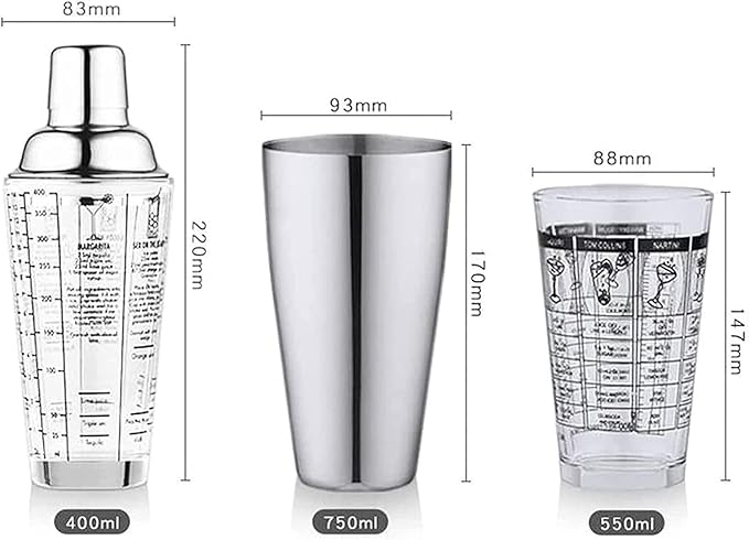 Set de 19 Piezas de Coctelera y Accesorios de Barra miniatura 3