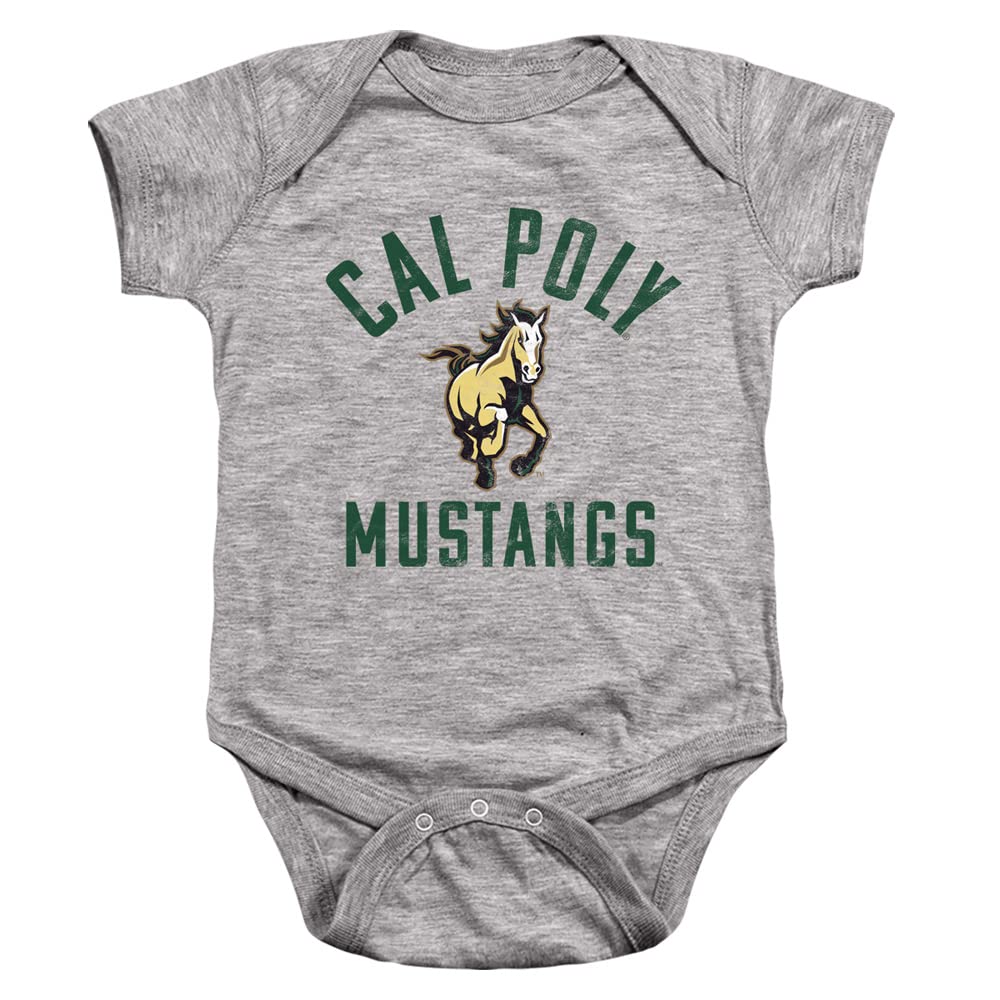 California Polytechnic State University Official Mustangs Logo Unisex Infant Snap Suit for Baby, Athletic Heather, 18 Months