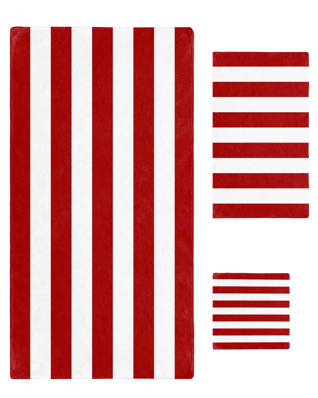 Amazon.com: Red and White Geometric Stripe Bath Towels for