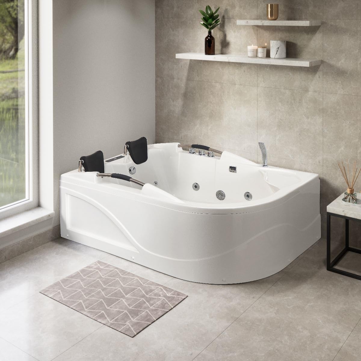 Vidalux White Wb07b Deluxe Left Hand Twin Person Whirlpool & Airspa Bath