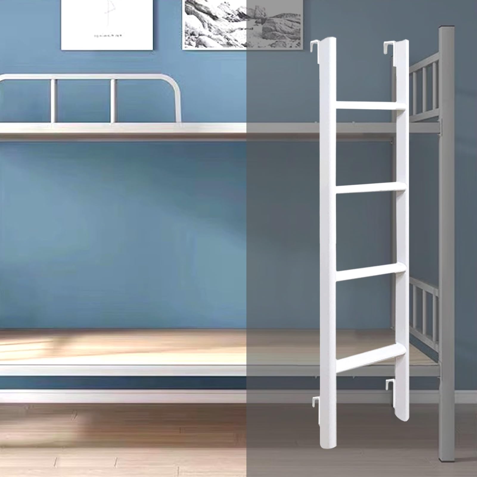 Escalera Blanca para litera, de 4 o 5 peldaños, Ideal para áticos de Apartamentos, Ahorra Espacio y Cuenta con Ganchos, Capacidad de Carga de 200 kg (tamaño: 140 cm [55 Pulgadas])