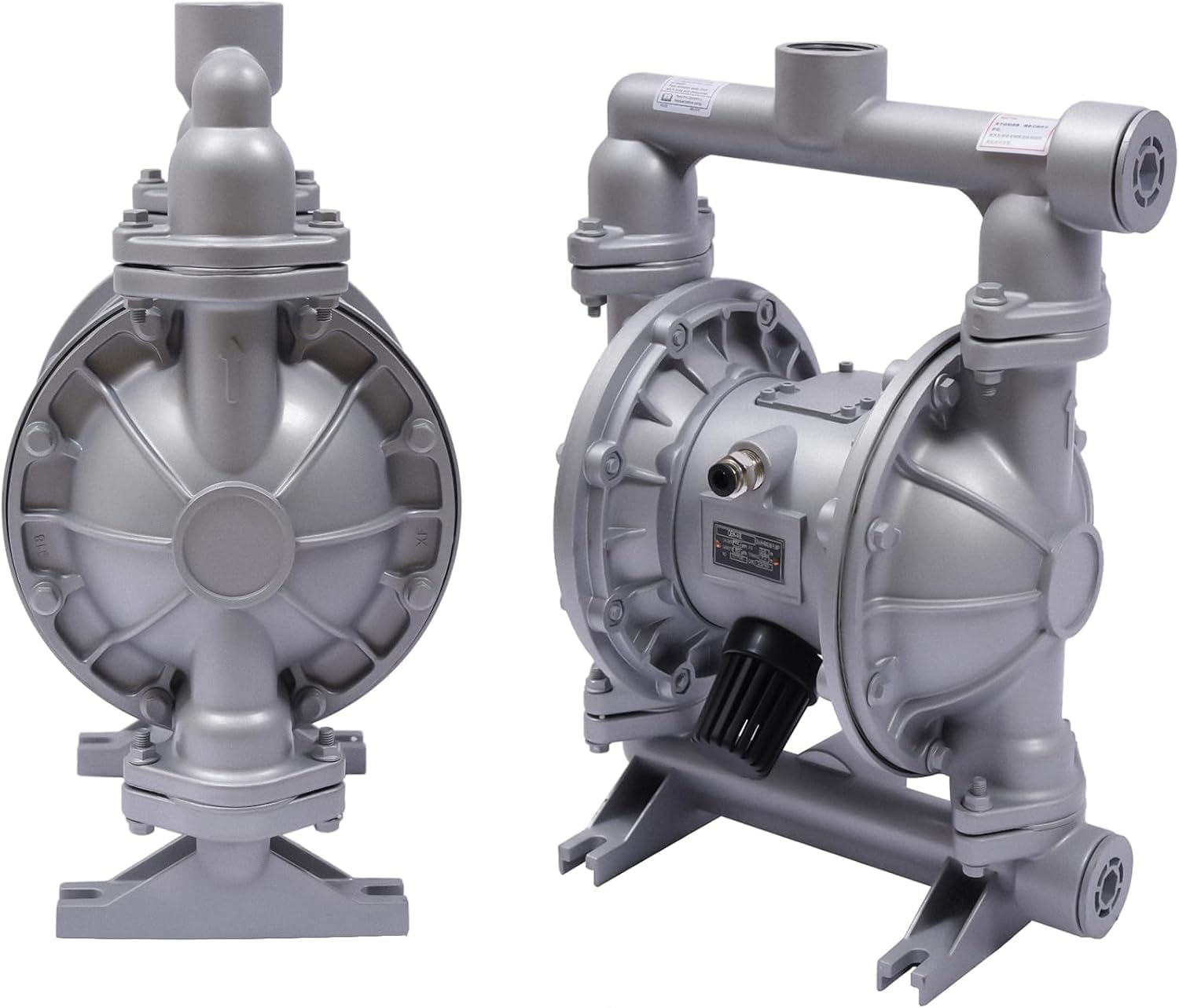 OUKANING Pompe à membrane 1/2" entrée et sortie de 4" Pompe à double membrane pneumatique Pompe à membrane pneumatique Boîtier en aluminium Pompe de transfert pneumatique PTFE à membrane pour pétrole,