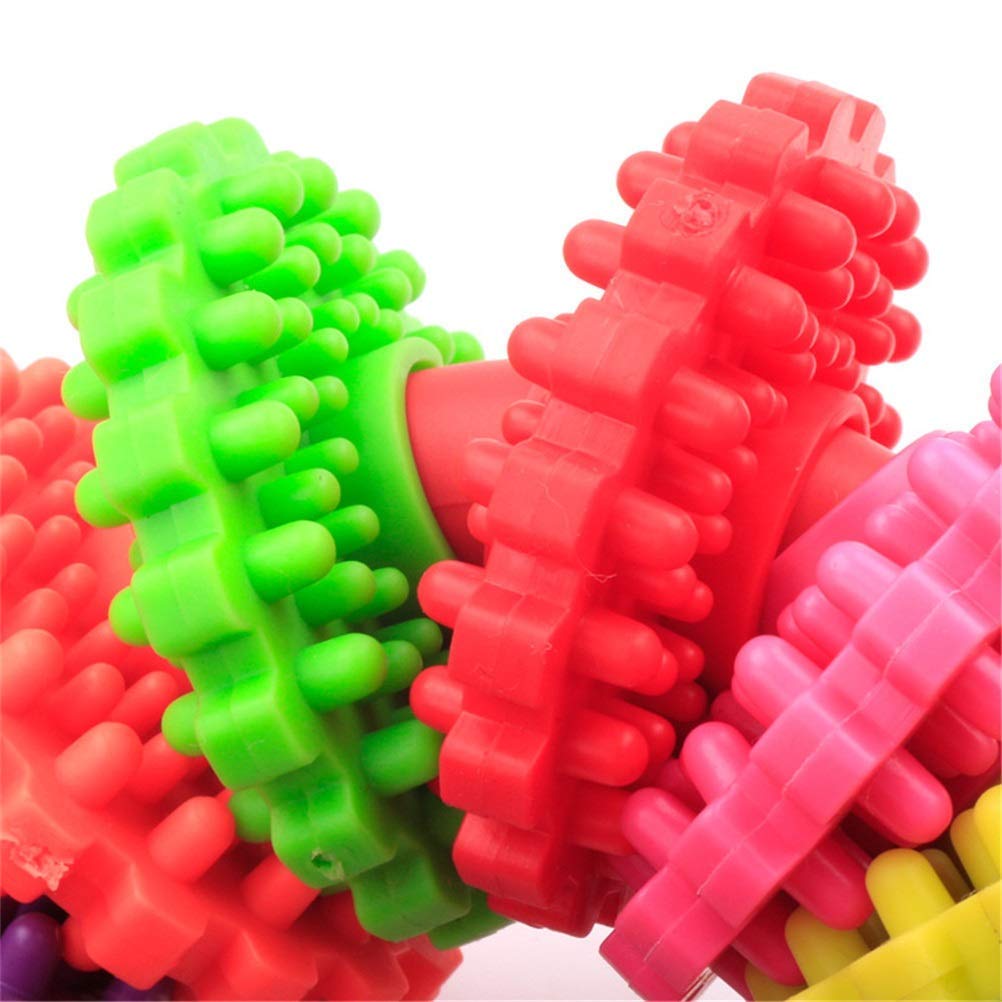MU Durable Salud Engranaje Goma Dentición Dientes de Goma Mascota Perro Gato Juguetes Mascota Dental Perlopista Perro Masticar Juguetes para Pequeños Perros S Suministros para Mascotas,7 Colores