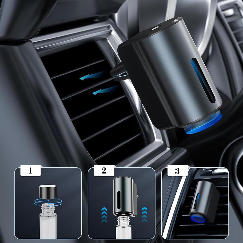 Deodorante intelligente per auto, 3 modalità regolabili, diffusore di aromi con 3 oli essenziali (oceano)