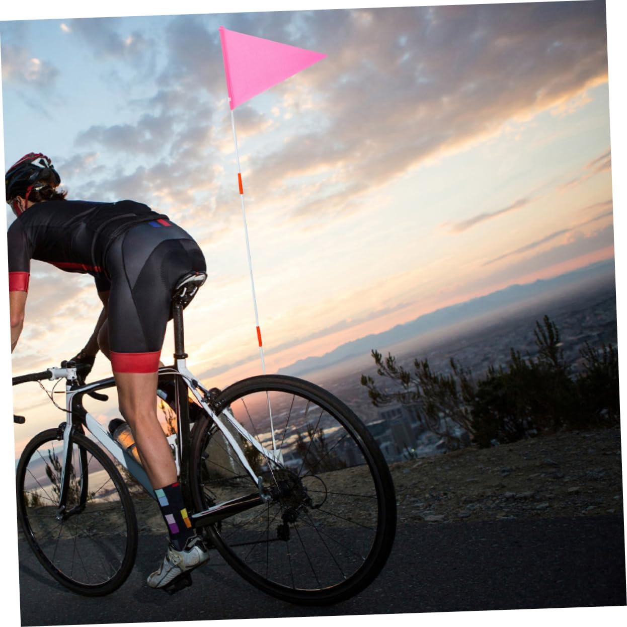 2sets Wear-resistant Cycling Flags Sturdy Fiberglass Poles for Enhanced Bicycle Safety and Visibility for Boys and Girls Bike Parades and Events
