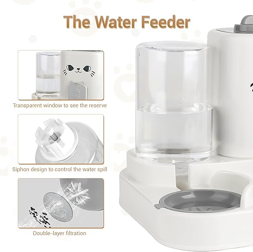 Miniatura 5 de Comedero para mascotas 2 en 1 y dispensador de agua para gatos y perros, estación de comida para gatos de gran capacidad con cuenco de agua, apto