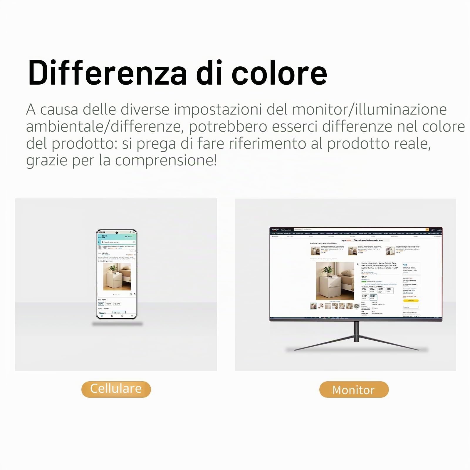 AQIMUELE Comodino Stretto, Tavolino con 2 cassetti, senza installazione, superficie in pelle, Comodino per camera da letto e soggiorno, larghezza 40 cm (Bianco)