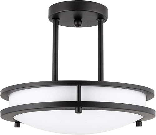 Sunlite 87784 Lámpara LED de techo de doble banda de 12 pulgadas, montaje semiempotrado decorativo, 15 vatios, 1050 lúmenes, 3 CCT ajustable