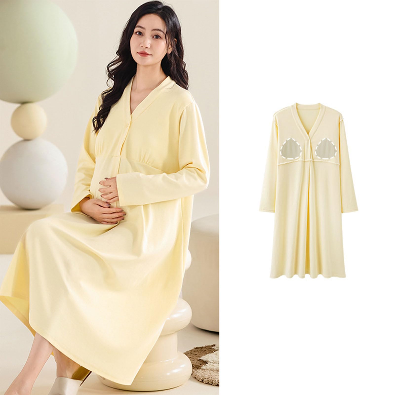 Abito da notte per maternità vestibilità ampia Camicia da notte liscia per allattamento con reggiseno integrato Vestiti per l'allattamento al seno per la gravidanza Camicia da notte morbida