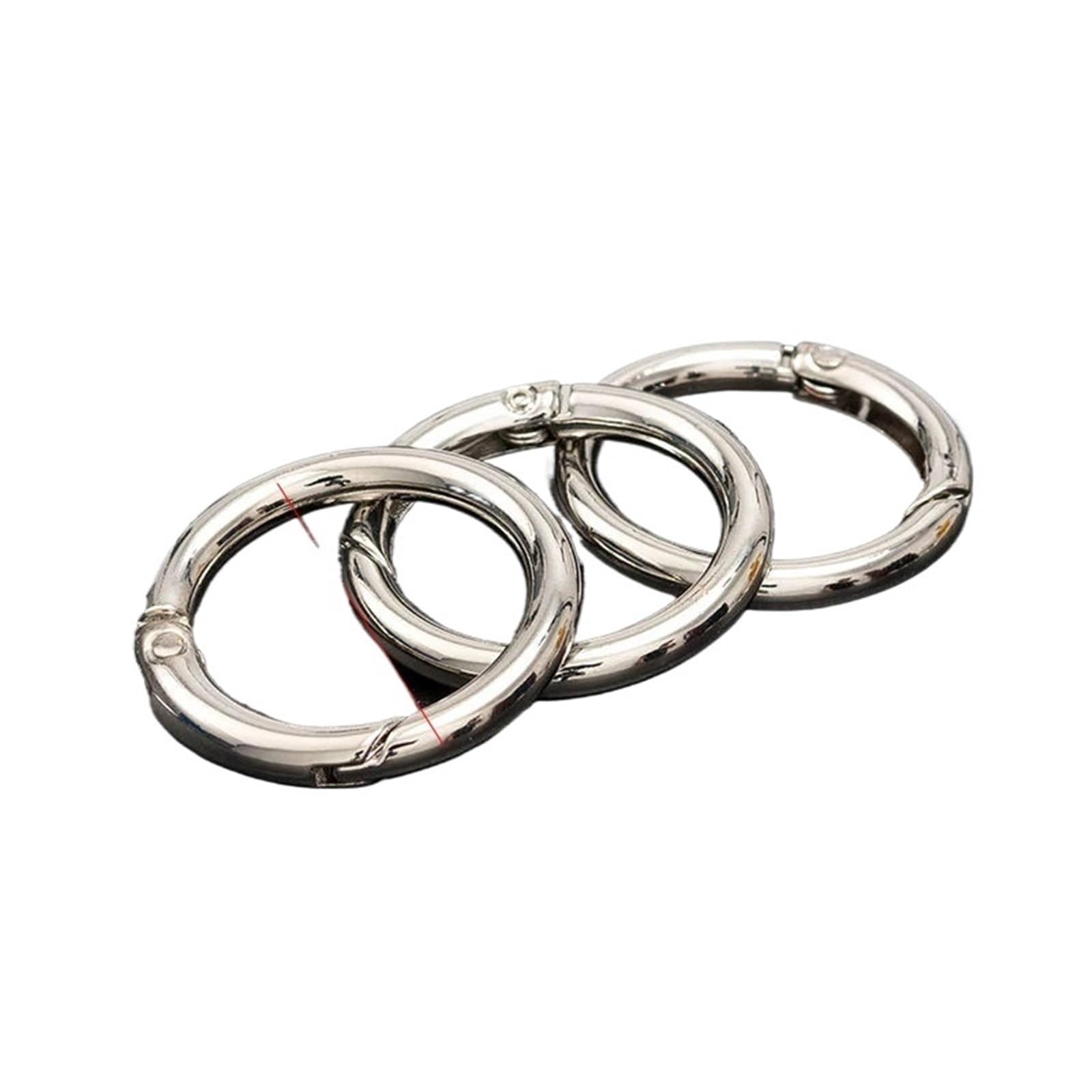 20pcs Metal O Ring Spring Clasps for DIY Jewelry Openable Round Carabiner Keychain Bag Clips Hook Dog Chain Buckles Connector for Keyrings,Wallets(Rhodium 28mm)