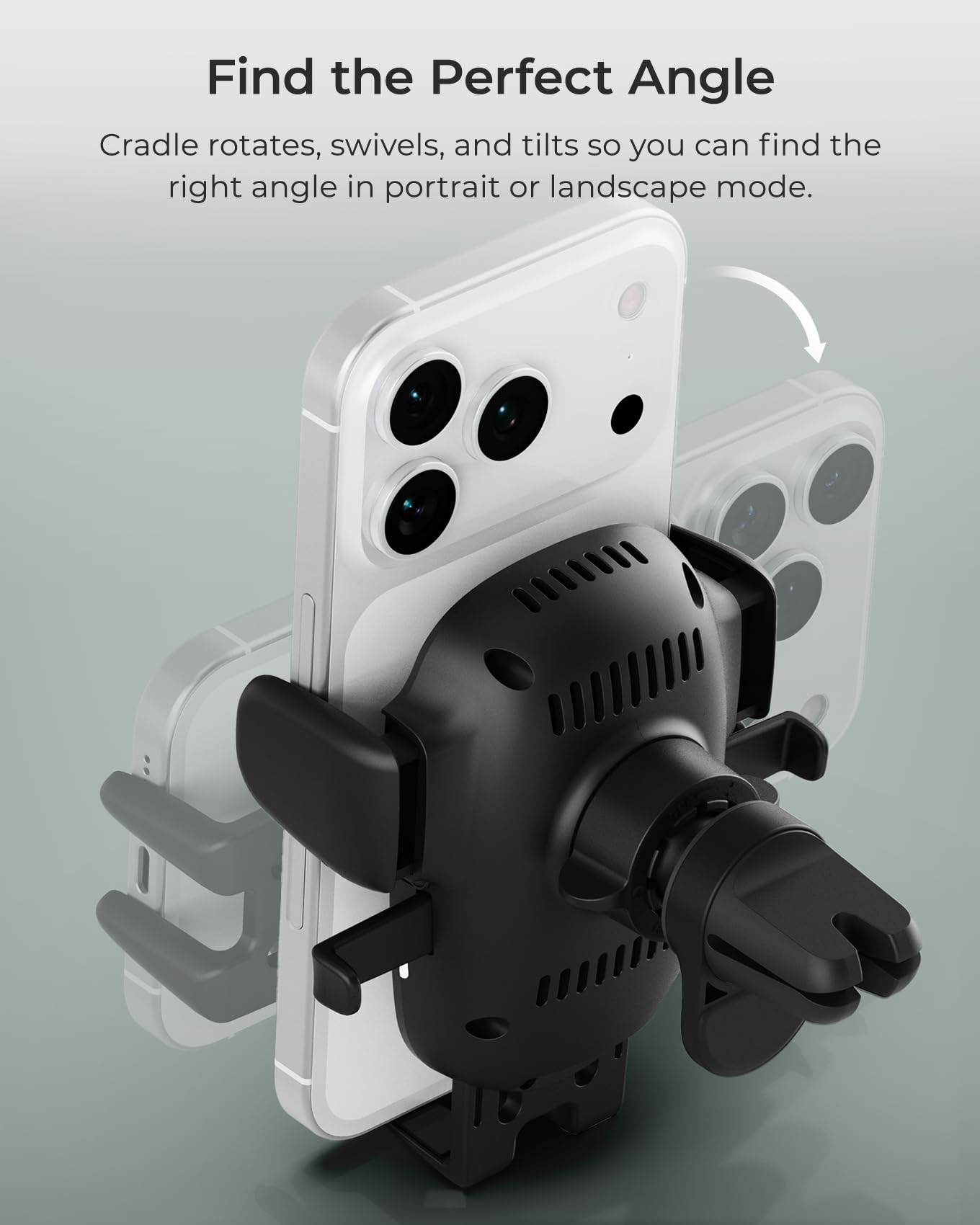 iOttie Easy One Touch Wireless 3 Supporto per bocchetta dell'aria dell'auto, supporto per telefono a ricarica rapida Qi, morsetto automatico con una mano, clip di ventilazione sicura, visualizzazione