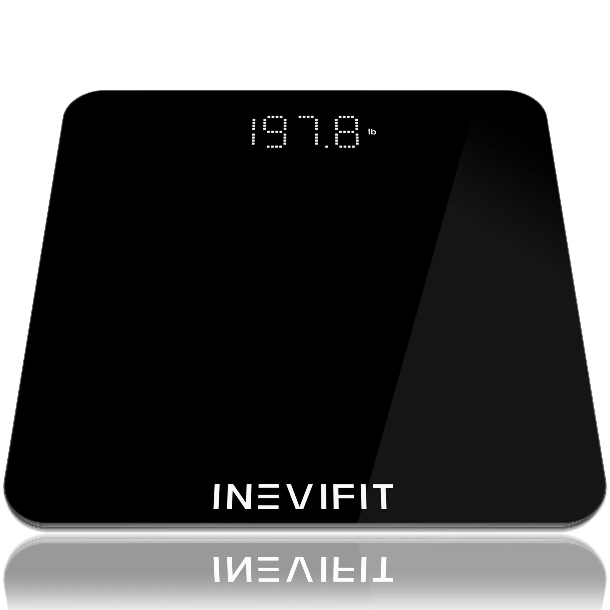 INEVIFIT Inteligentna waga łazienkowa, bardzo dokładna cyfrowa waga do łazienki, precyzyjnie mierzy wagę i BMI (S-czarny)