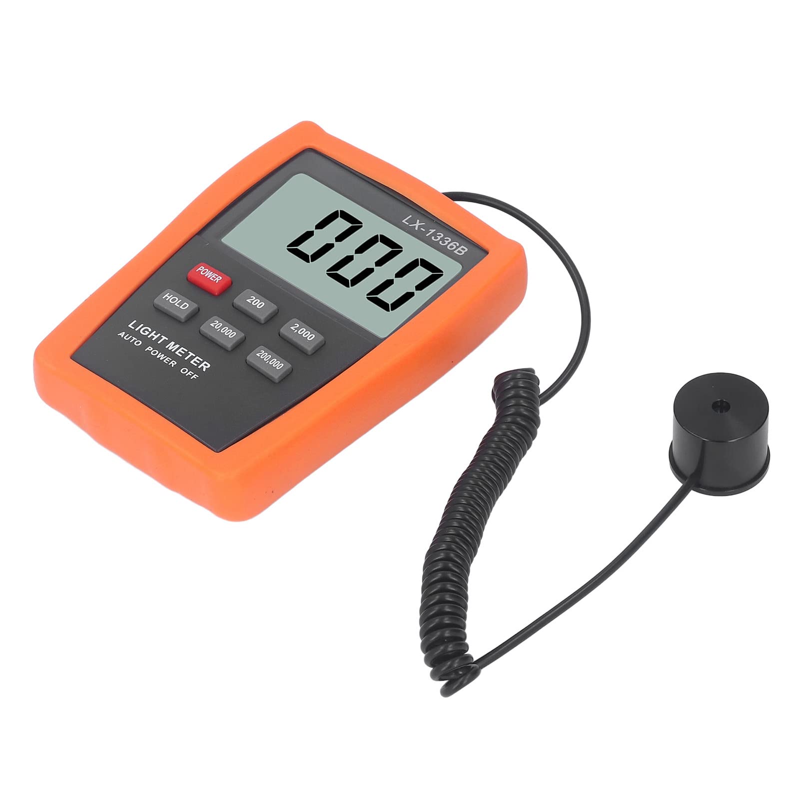 Medidor de Luz Digital LCD, Medidor de Luz de Iluminancia ABS con Sensor de Fotocélula de Silicio, 10 a 200000 Cd o M2, Retención de Datos, Apagado Automático para Pruebas de Pantalla de