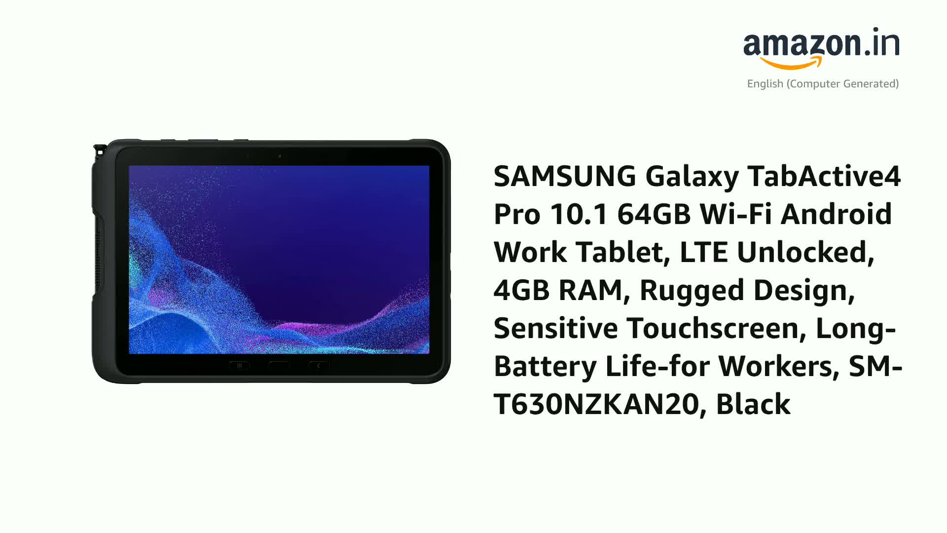 Samsung Galaxy Tab Active4 Pro 10.1” 64GB Wi-Fi Android Work
