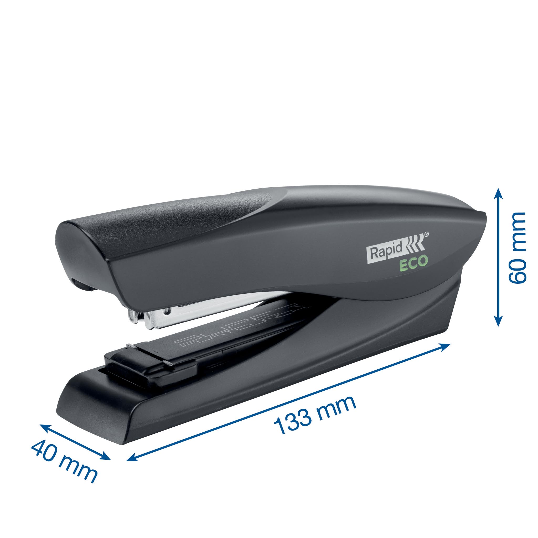 RAPID ECO - Agrafeuse de Bureau Demi-Bande en Plastique Recyclé, pour Maison / Bureau / École, Gamme ECO, coloris Noir, 24812701