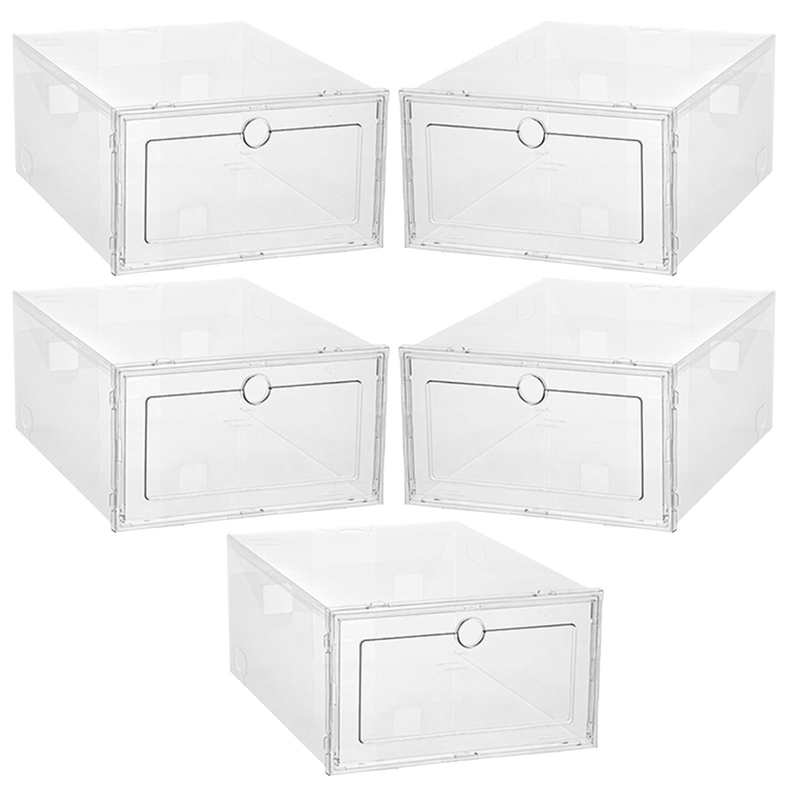 ULTECHNOVO 5 Piezas Cajas Plegables Apilable para Zapatos Transparentes de Pp Diseño Tipo Cajón para Ahorrar Espacio y Encontrar Fácilmente Hogar