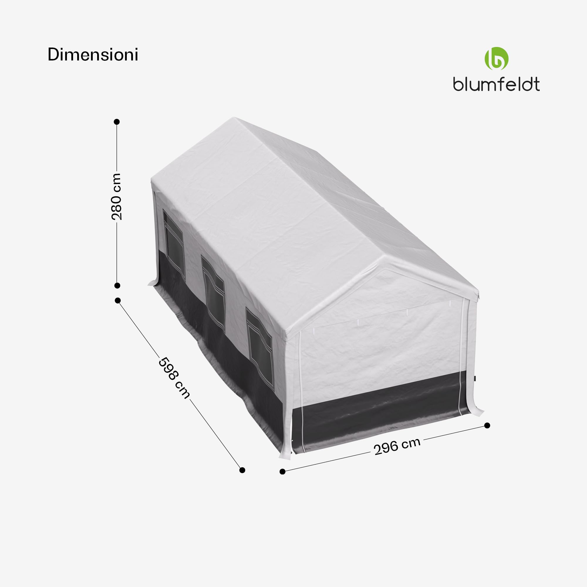 Blumfeldt Gazebo - 6x3m, Gazebo Esterno Resistente, Tetto in PE, Pareti Laterali con Finestra, Telaio in Acciaio, Facile da Montare, Protezione da Insetti, Ideale per Feste e BBQ