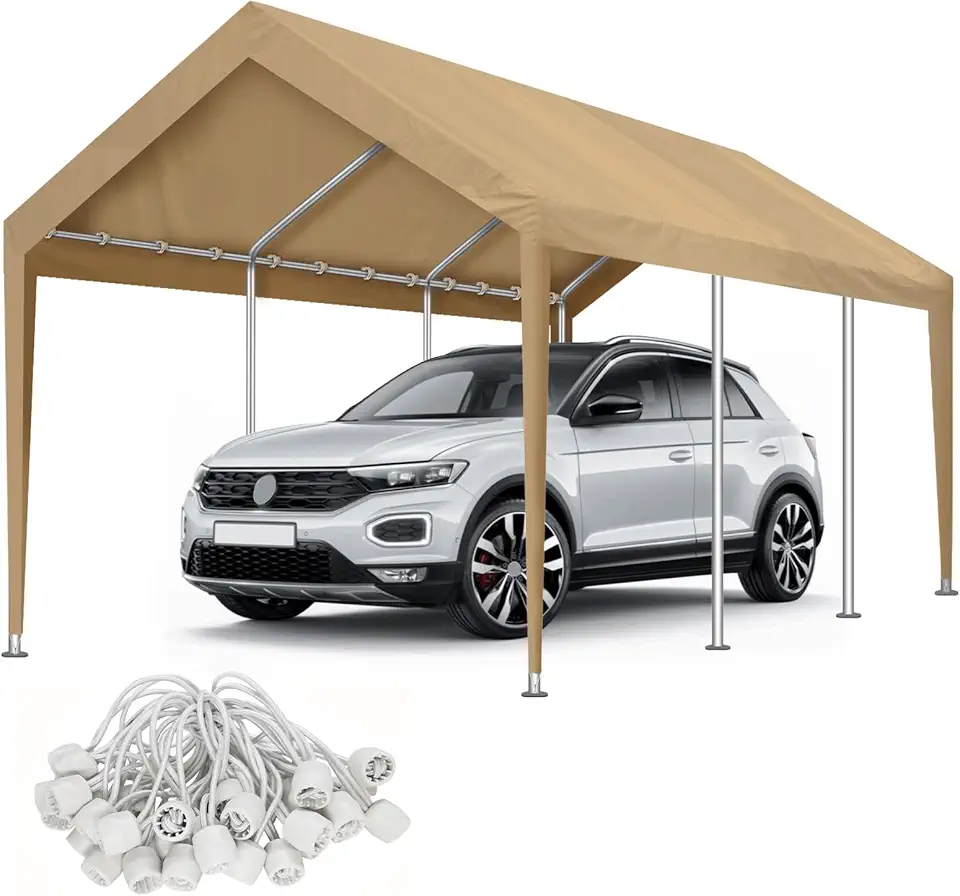 Capa de Substituição para Cobertura de Garagem, Cobertura Impermeável com Cordas Elásticas de Fixação (Estrutura Não Incluída)