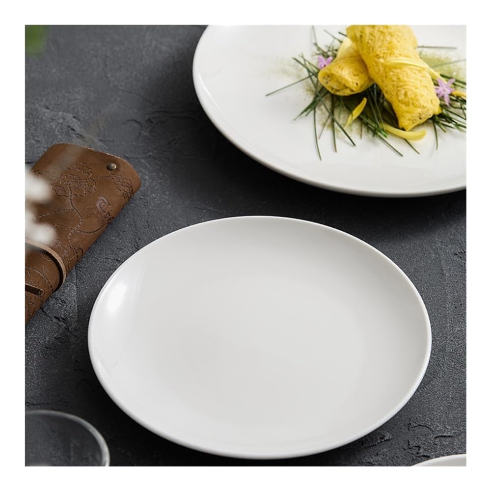Talerze Obiadowe Białe ceramiczne talerze obiadowe, okrągłe talerze śniadaniowe i deserowe do steków(8inch)