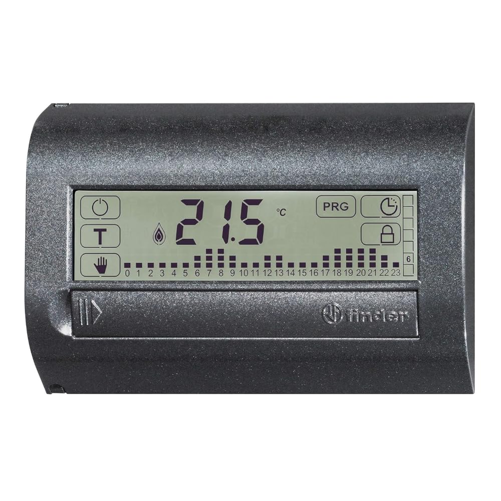Cronotermostato digital de pared, pantalla táctil, programas semanales/diarios, a pilas, color negro, programable, termostato caldera, calefacción, 1C.71.9.003.2007