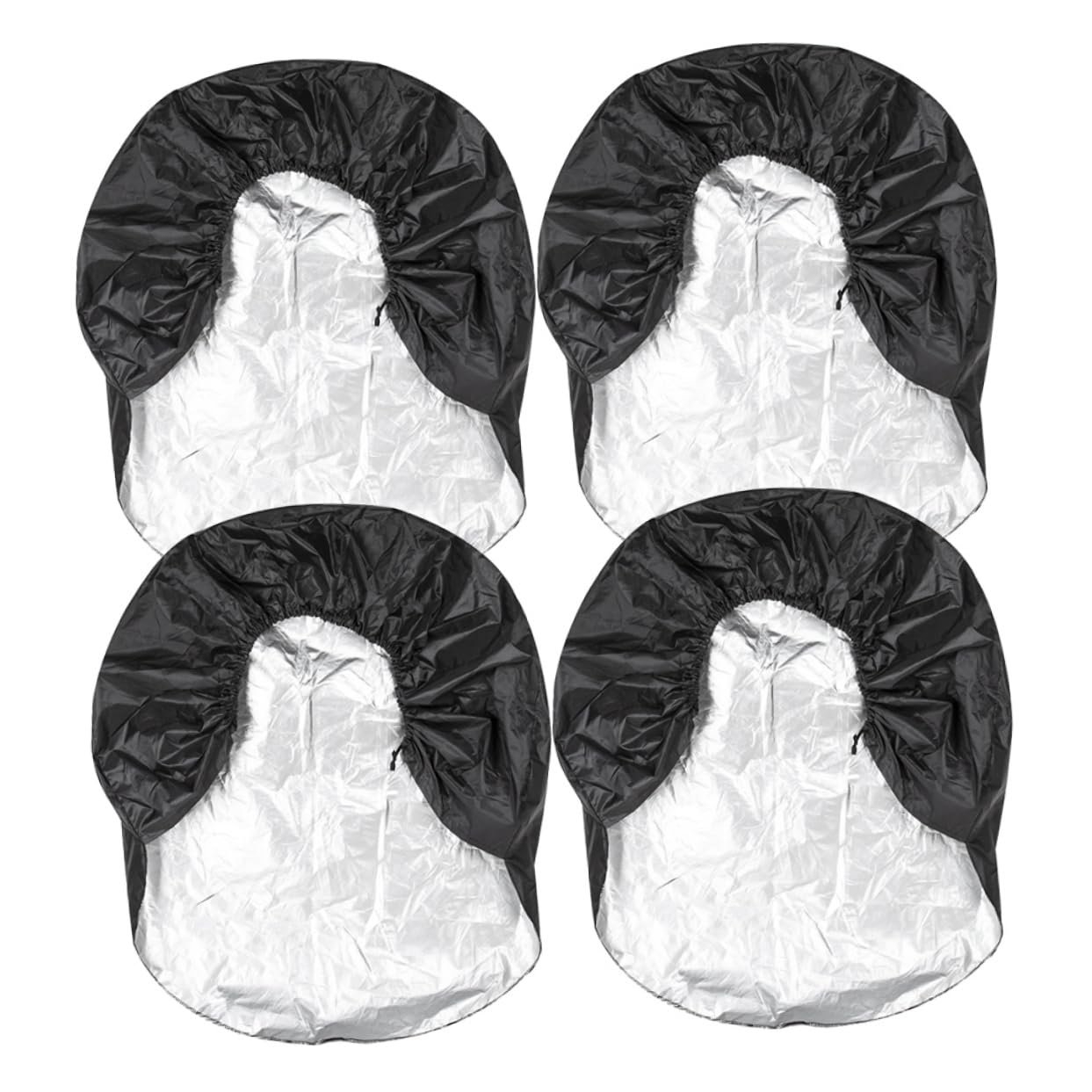 Cabilock Copriruote 4 Pezzi per Camper e Roulotte, in Poliestere Taffeta 190t Nero, Protezione da Pioggia, Sole e Polvere per Pneumatici