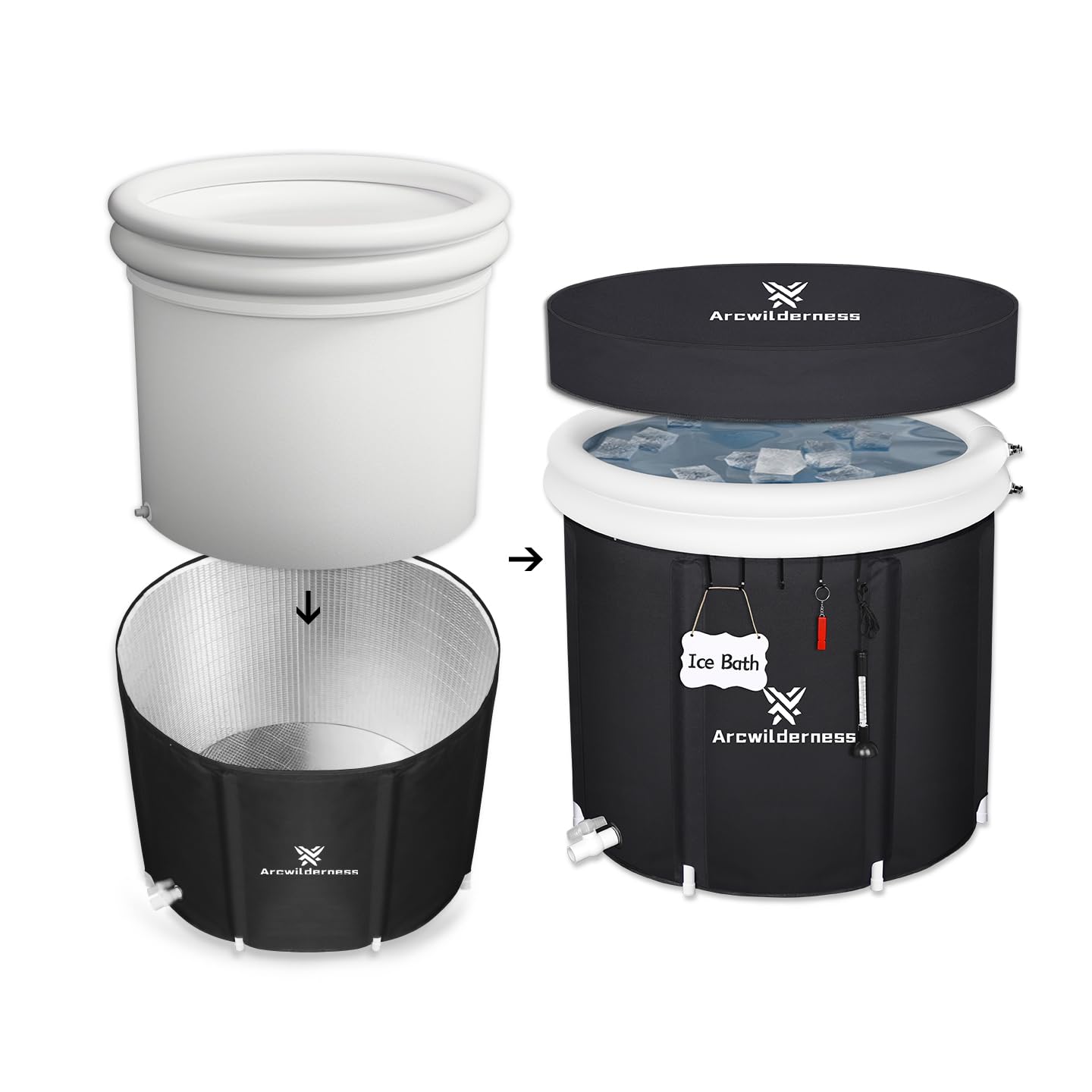 Foto de Lumizone Inflatable Cold Plunge Tub 132 Gallons Capacity Ice Bath Portable Ice Bath Tub Compatible With Water Chillers with Lid Drop Stitch PVC Double Layer Seals Oversized for Athletes (imagen 99)