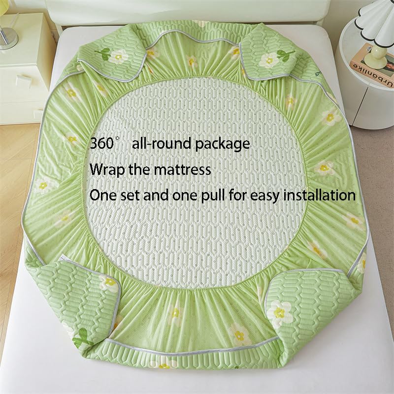 FCLDESHOP Bed Encasement,Children's Room Animal Print Latex Fitted Sheets, Kids Room Comfortable and Cool Solid Color Mattress Topper,White,180 * 200cm (1pcs)
