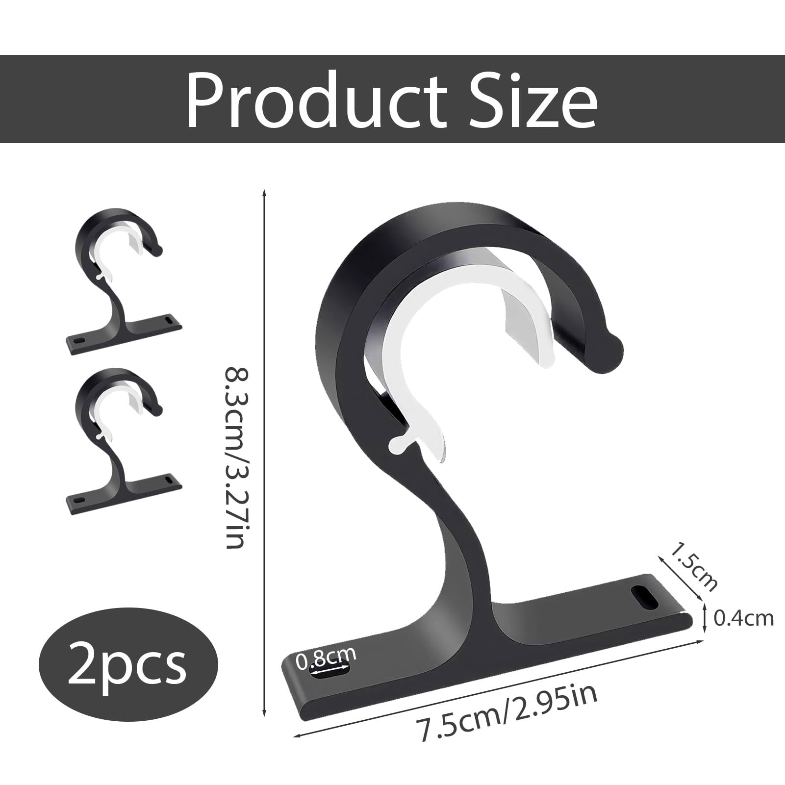 2 Stück Gardinenstange Halterung Schwarz für 25–28 mm Stangen Deckenhalterung Gardinenstange – Robuste Decken- und Wandhalterung für Vorhänge in Schlafzimmer, Wohnzimmer, Büro