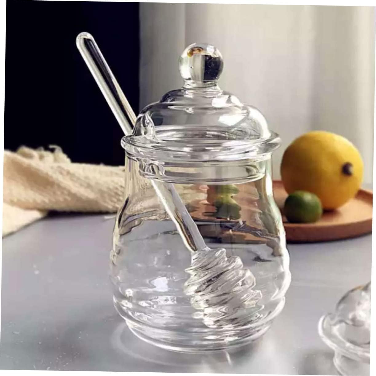 Cabilock Long-lasting Honey Jar Storage Honey Server Lid Honey Containers for Home Bakery Use