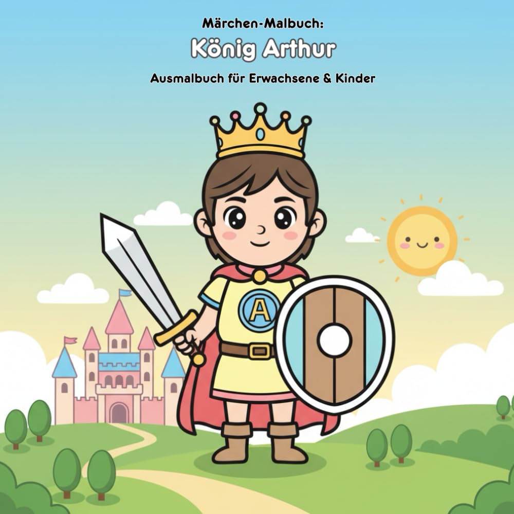 König Arthur: Malbuch & Geschichte: Für Kinder & Erwachsene – 36 Ausmalbilder (21.59 x 21.59 cm) – Die Legende von Camelot zum Ausmalen & Erleben