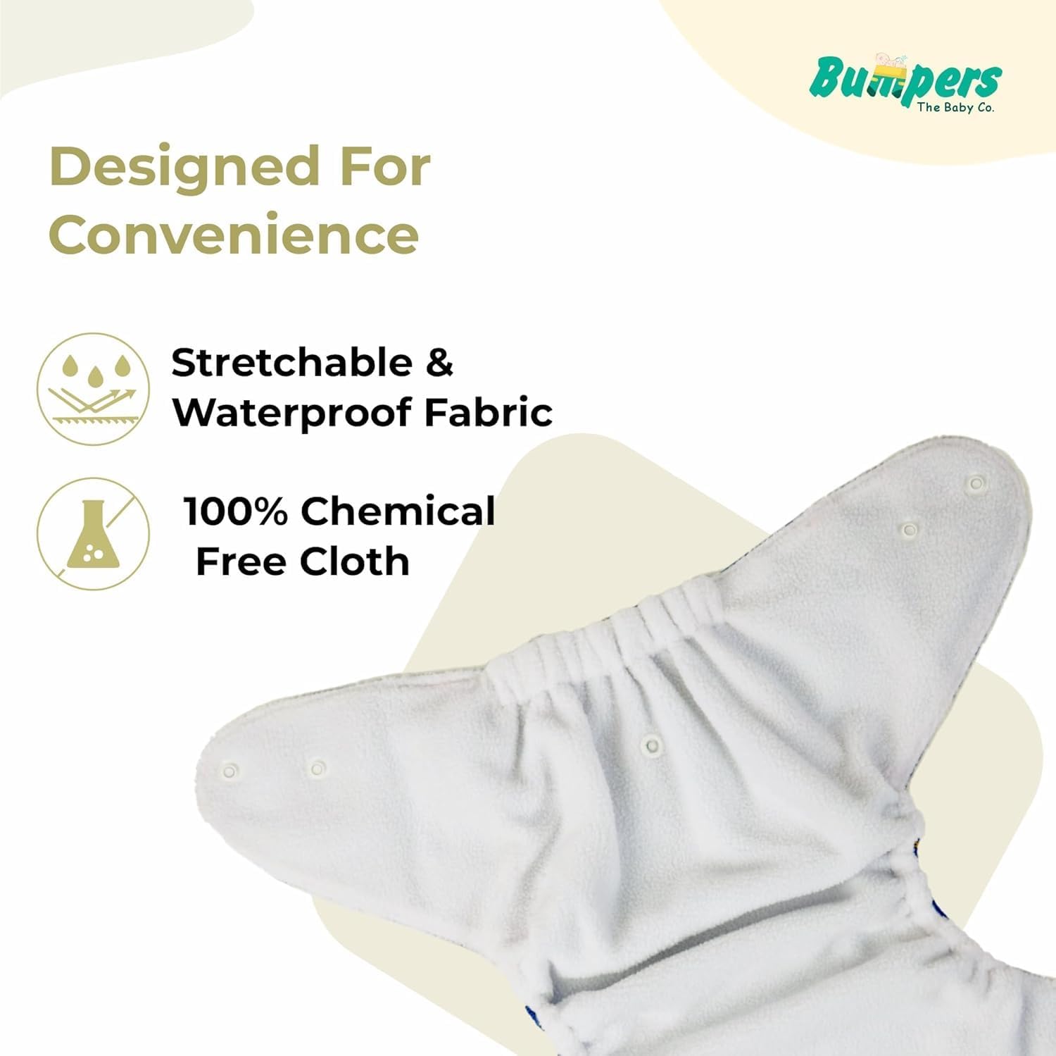 Bumpers Premium & Ultra Soft Reusable Cloth Diaper|Extra Absorbant, Washable, Waterproof & Adjustable Cloth Diaper for Babies/Kids (Combo, Free Size, Royal Blue+Yellow) - Image 6 thumbnail