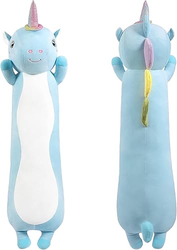 FAVOSTA Muñeca de peluche larga y suave con forma de unicornio de peluche, peluches de unicornio esponjosos, regalos para niñas y niños, cumpleaños,