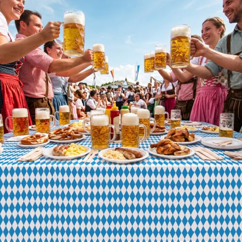 Hayfige 3 Pack Oktoberfest Tablecloth - Blue and White Checkered Tablecloth, German Beer Table Cloth Rectangular, Bavarian Table Cover for Beer Festival Oktoberfest Decorations Party, 54 x 108 inch - image 5
