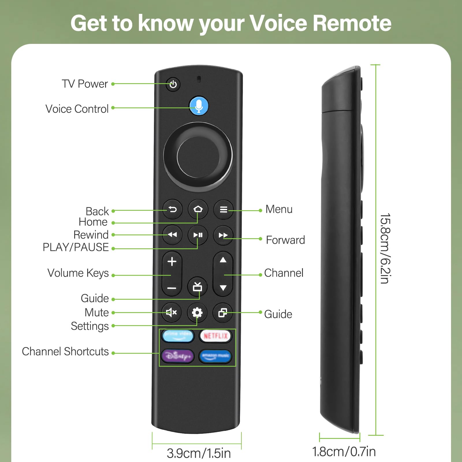 Telecomando Vocale Universale Per Fire TV Stick, 4K E Cube: Bluetooth E 4 Tasti Rapidi! - 5