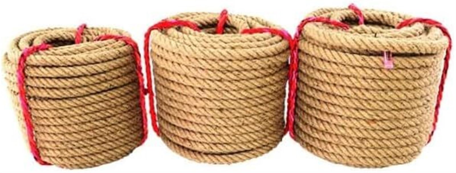 Bundling Craft Decor Cuerda de Yute Natural Cuerda Gruesa, Cuerda de Yute Natural de 10 mm Cuerda de cáñamo Trenzada Cuerda de Yute Gruesa Cuerda de Manila for Entrenamiento físico y de Fuerza (Tamaño