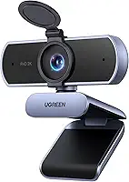 UGREEN Webcam 2K para PC Ultra HD 1080P com Microfone, Câmera para PC com Capa de Privacidade, Webcam USB para Streaming, Conferência, Videochamada, Zoom, Skype, Teams, FaceTime, Cinza
