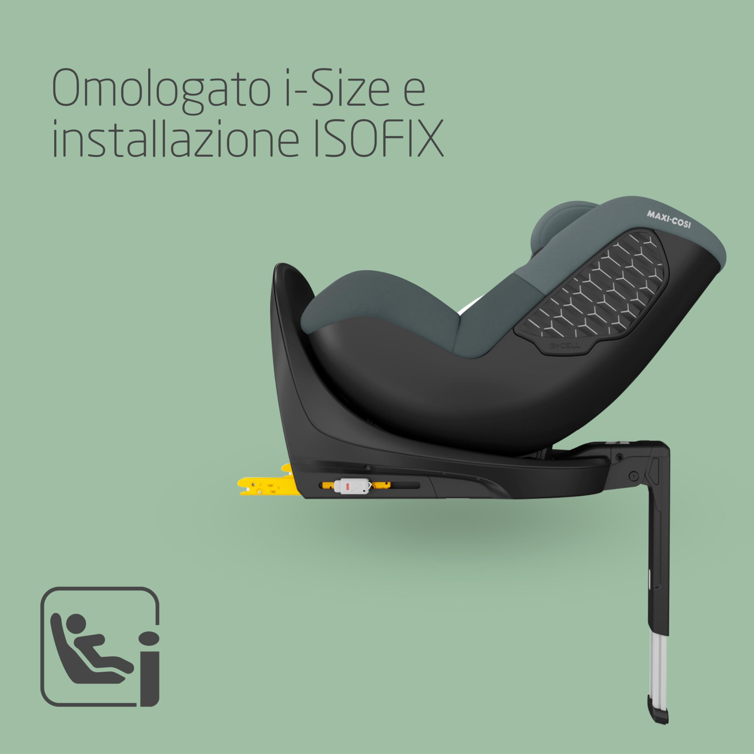 Maxi-Cosi Mica 360 S, Seggiolino Auto Girevole 360, 3 Mesi-4 Anni (61-105 cm), Seggiolino Auto Isofix, Rotazione FlexiSpin, 5 Posizioni Reclinate, Protezione G-CELL, Ganci per Cinture, Tonal Graphite