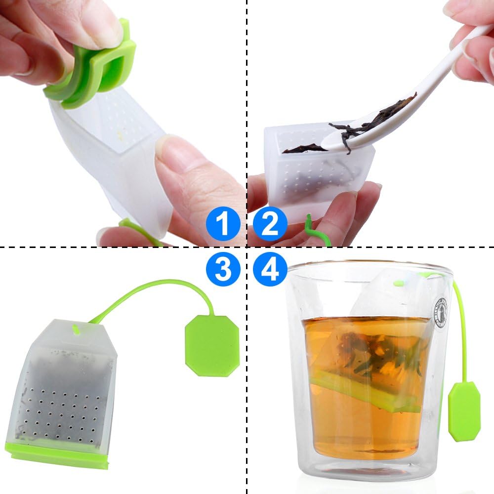 FineGood 6 Pack Silicone Tea Infuser, Reusable Safe Loose Leaf Tea Bags Strainer Filter with Six Colors