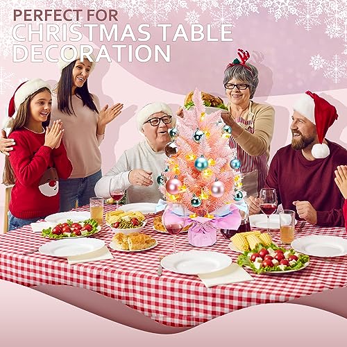 Liliful 2 Pçs Mini Árvore de Natal Rosa de 61 cm, Pequena Árvore de Natal de Mesa Mini Árvores de Na