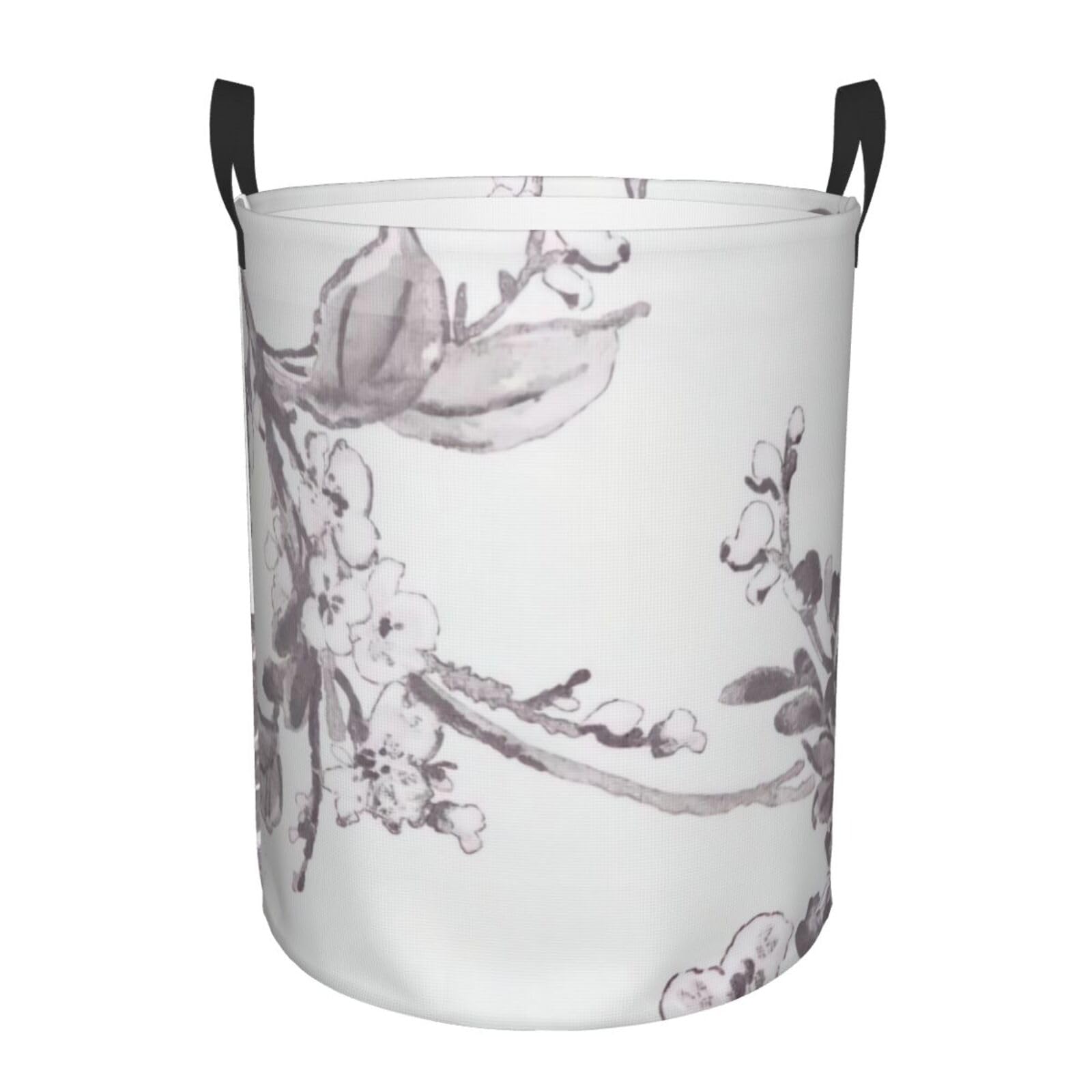 S Circular Hamper – Collapsible Floral Graphite Print Laundry Basket