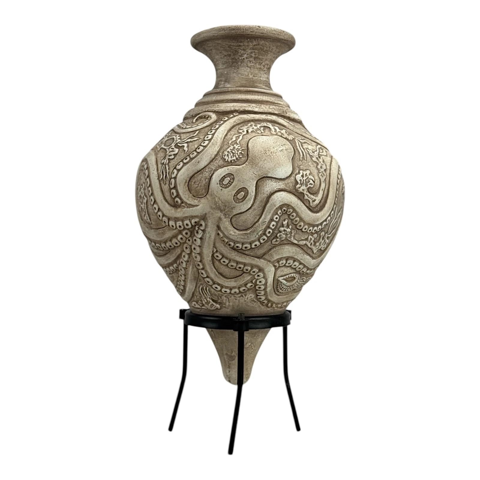 Octopus Rhyton Vase – Minoische Terrakotta-Keramik im maritimen Stil, handgefertigt, antikes griechisches Gefäß, handgefertigt in Kreta, Griechenland