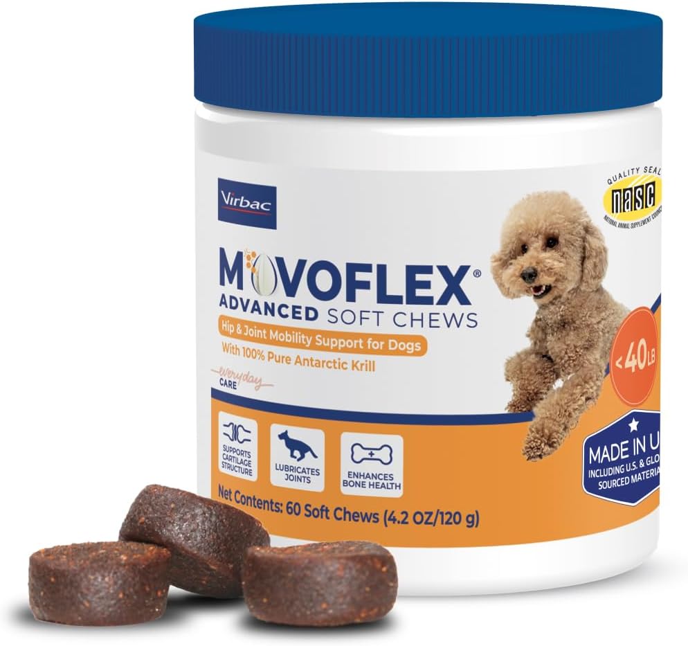 MOVOFLEX Advanced Soft Chews Hip and Joint Support Supplement for Small Dogs - 60 Count by Virbac
