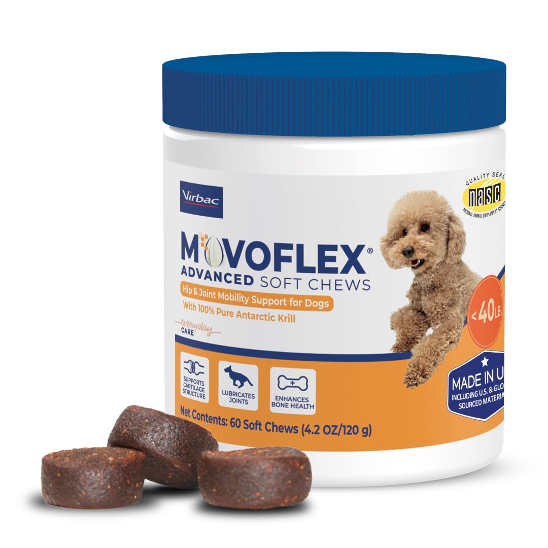 MOVOFLEX Advanced Soft Chews Hip and Joint Support Supplement for Small Dogs - 60 Count by Virbac